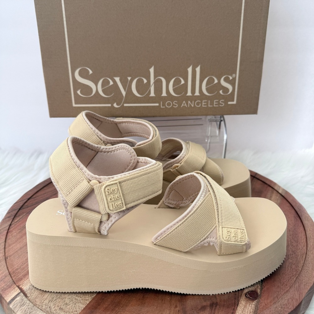 Seychelles Serenade Womens 9 Beige Nylon Platform Sport Sandals NB08001